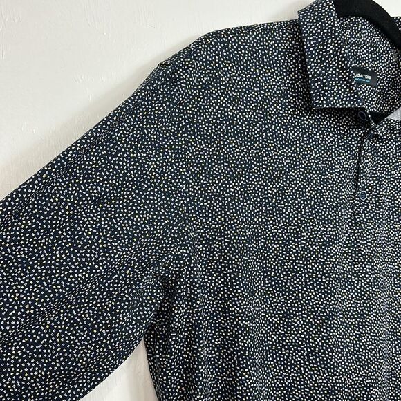Bugatchi Cotton Blend Printed Long Sleeve Polo Shirt Size XL - Picture 2 of 9